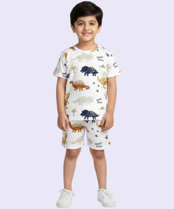 Tiny Dinosaur AllOver Printing Nicker Shirt Pair