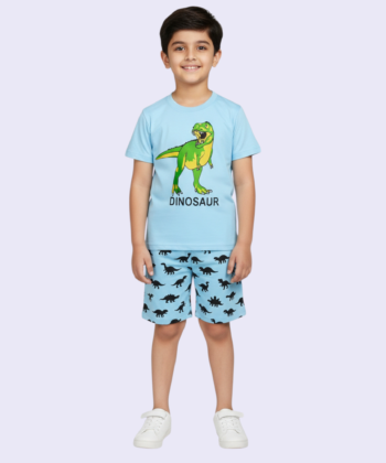 Blue Dino T-Shirt & Shorts Pair